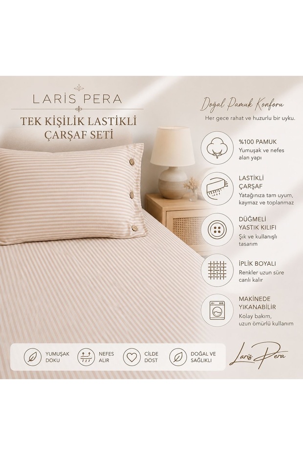 100% Cotton Single Fitted Sheet Set Cotton 100X200Cm Buttoned Pillowcase (50X70Cm1Piece)