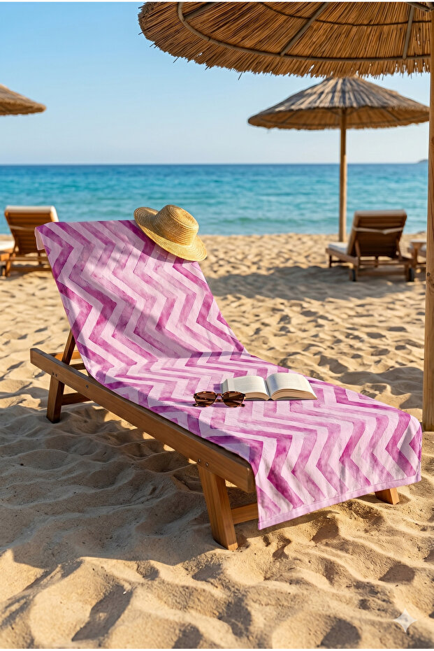 Pink Zigzag Digital Printed Beach Towel