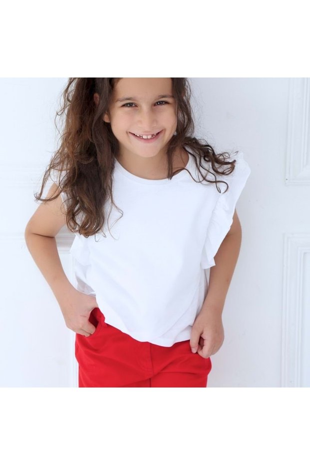 Girl's Ruffled T-Shirt White
