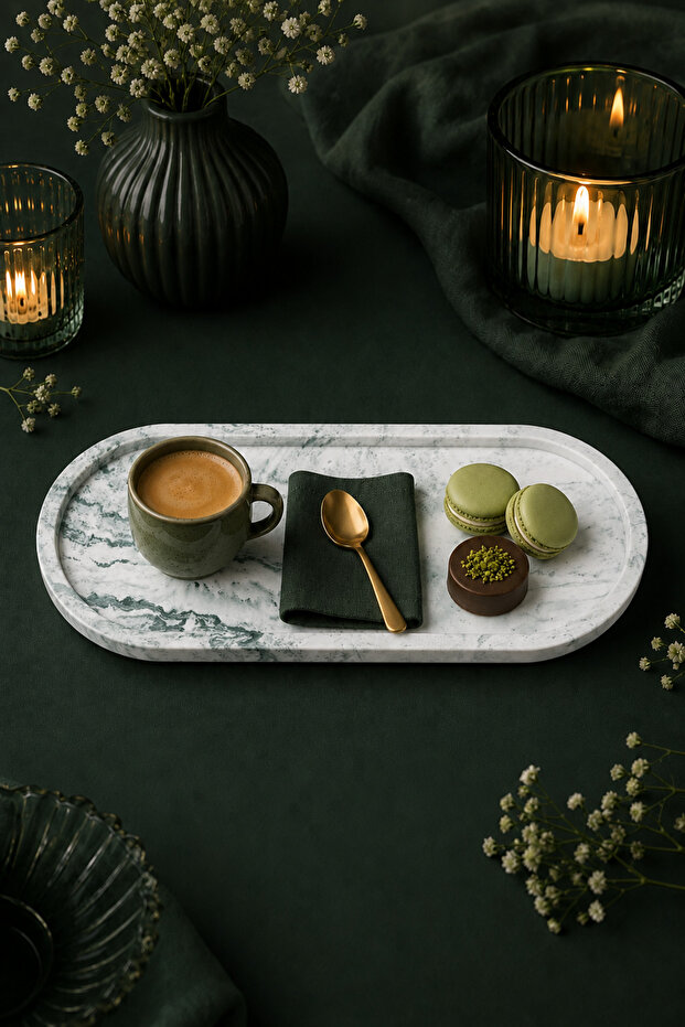 Marble Patterned Concrete Presentation Tray Presentation Plate 35 Cm