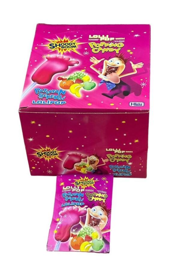 Exploding Candy Foot Lollipop Fruity 12 Gr Pack of 16