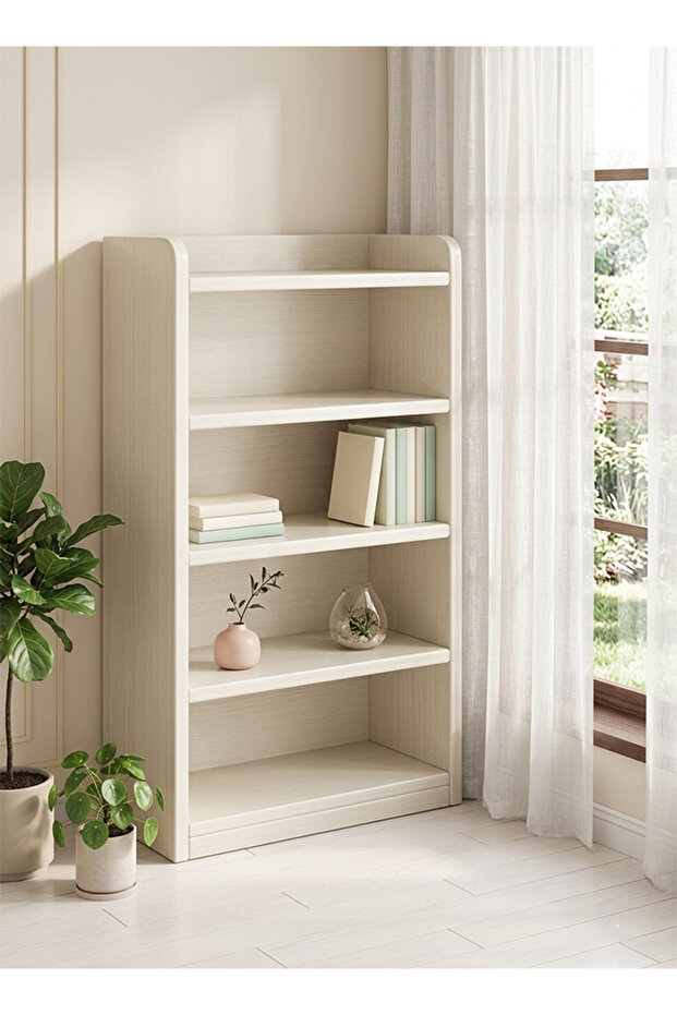 5 Layers Multifunction Storage Tall Bookcase Display Thick Wood Furniture Storage Rack for Bedroom.