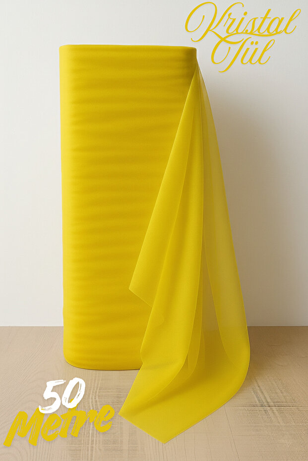 Yellow Crystal Tulle Length 50 Mt En Sabit 3 Mt Engagement, Henna, Wedding, Bohça Kapı Birth Dowry Party Decoration
