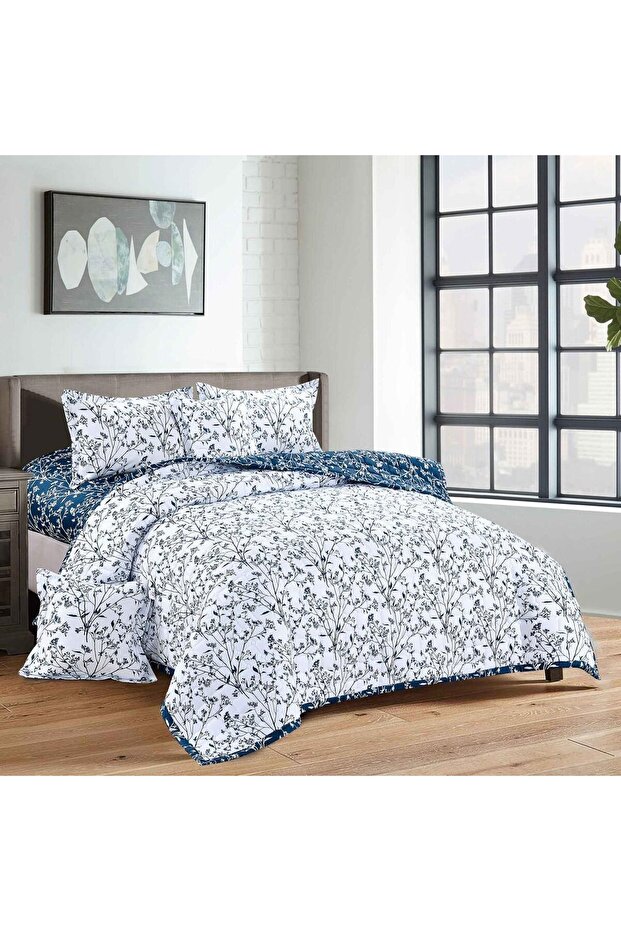 طقم لحاف مفرش سرير نفرين مضغوط بتصميم مشجر ليمنحك صيف منعش مقاس 230*250 سم