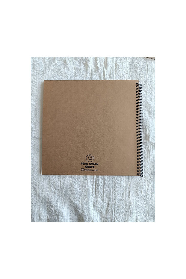 Kraft Kapak Defter 20x20 cm – 30 Yaprak 60 Sayfa, 100 Gr Kraft İç, Scrapbook, Eskiz Defteri - 6
