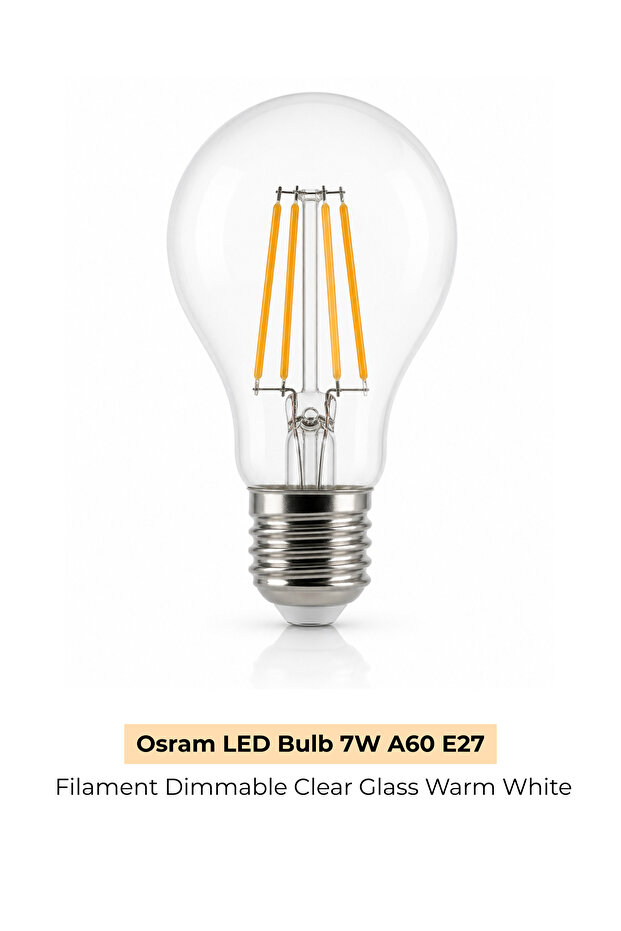 LED Filament Bulb 7W E27 A60 Dimmable Warm White Clear Glass 2700K