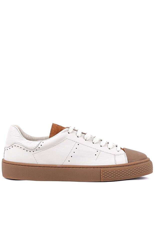 - Genuine Leather Beige Color Men's Sneaker - 666-03-80