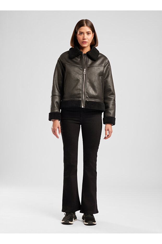 Black Women's Regular Fit Coat 261 Lcf 232006 Aryanna Black