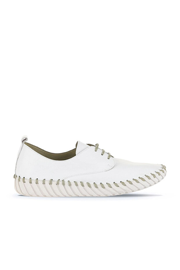 Shoes Haki Deri Kadın Düz Ayakkabı 01wq0200