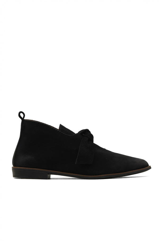 Black Nubuck Women's Flat Boots 01Wd3702