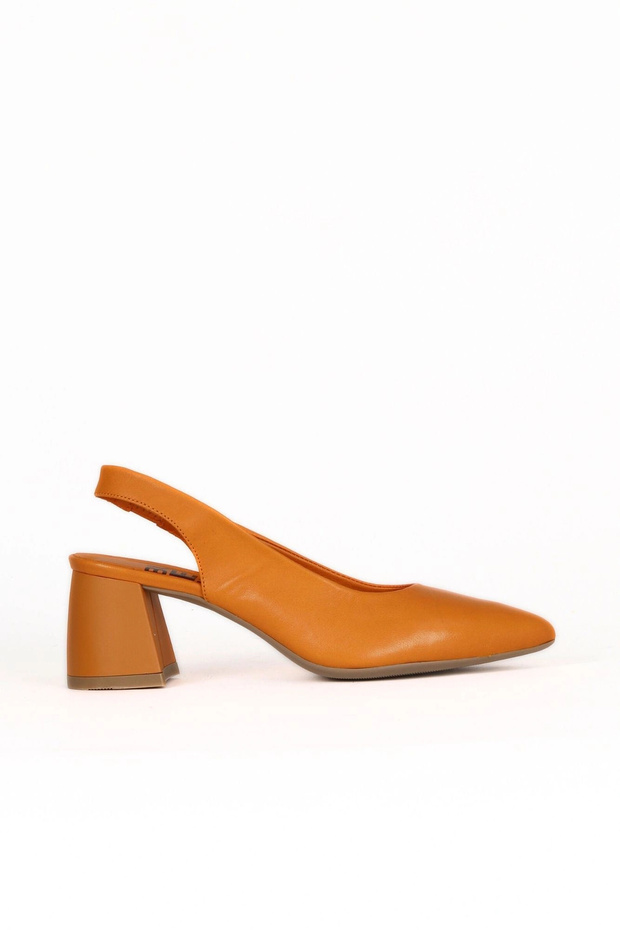 Orange Leather Women's Heeled Shoes 01We5800