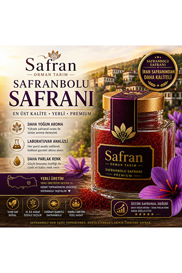 Safran Orman Tarım Yeni Hasat - 1 gram Tarihi Safranbolu Safranı - Laboratuvar Analizli Premium Safran
