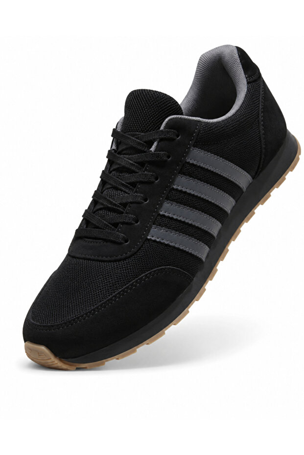 Men's Black Smoked Striped Casual Comfortable Soft Sole Comfortable Sneaker Sports Shoes
