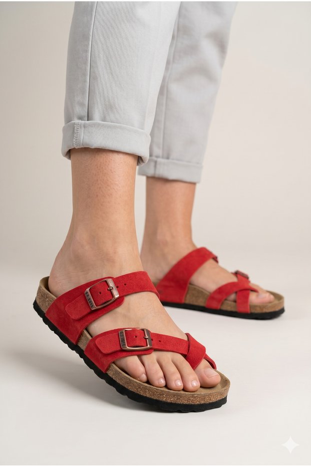 Women's Orthopedic Soft Sole Flip Flops Double Banded Buckle Daily Home and Outdoor Slippers 7002