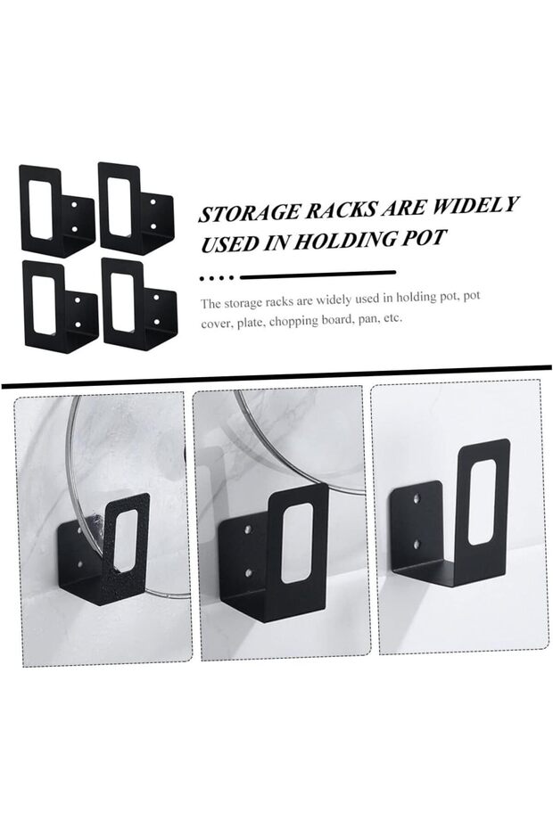 4-Piece Pot Lid Storage Rack, Wall-Mounted Pan Lid Holder for Kitchen Organization
