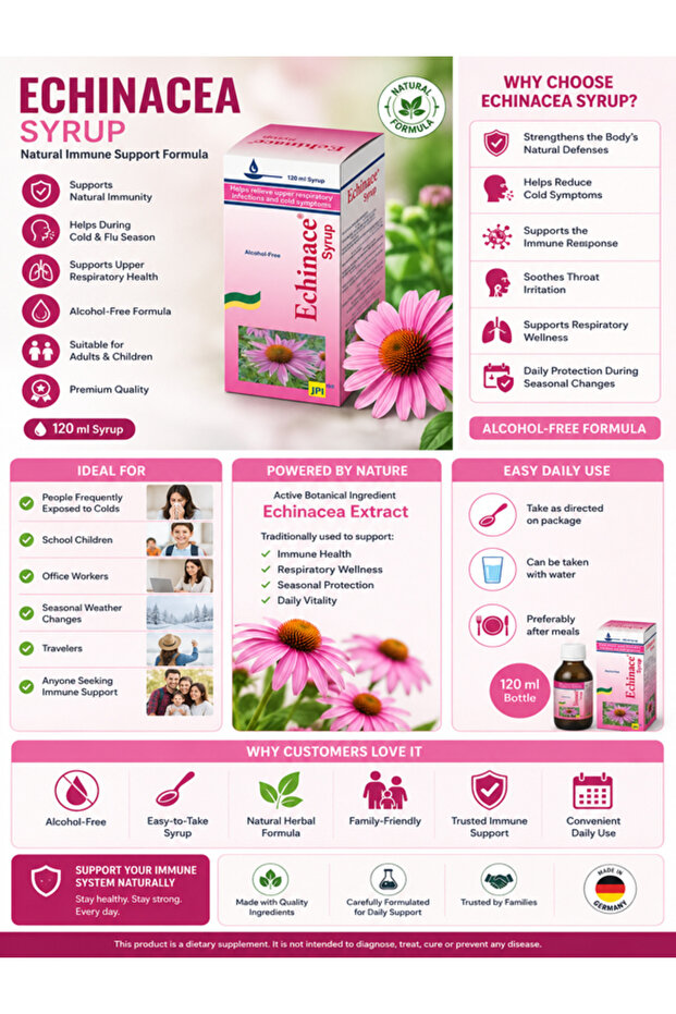 Echinace Syrup 120 ml enhance immunity against cold and Flu.