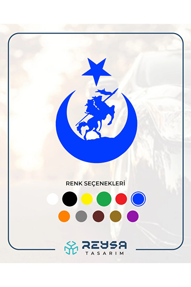 Falcon and Moon Star Turkish Flag Car Sticker 17X17 cm Blue