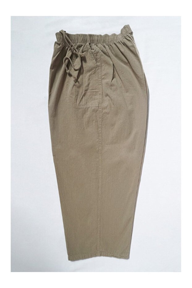 Men's Raw Cloth Elastic High Waist Comfortable Fit Natural Cotton Capri Shorts