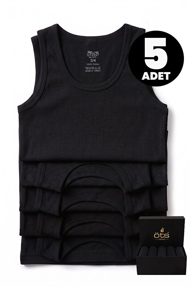 Premium Boys' 5-Piece 100% Cotton Undershirts with Gift Box and High-Quality Children's Underwear Breathable 7005-K