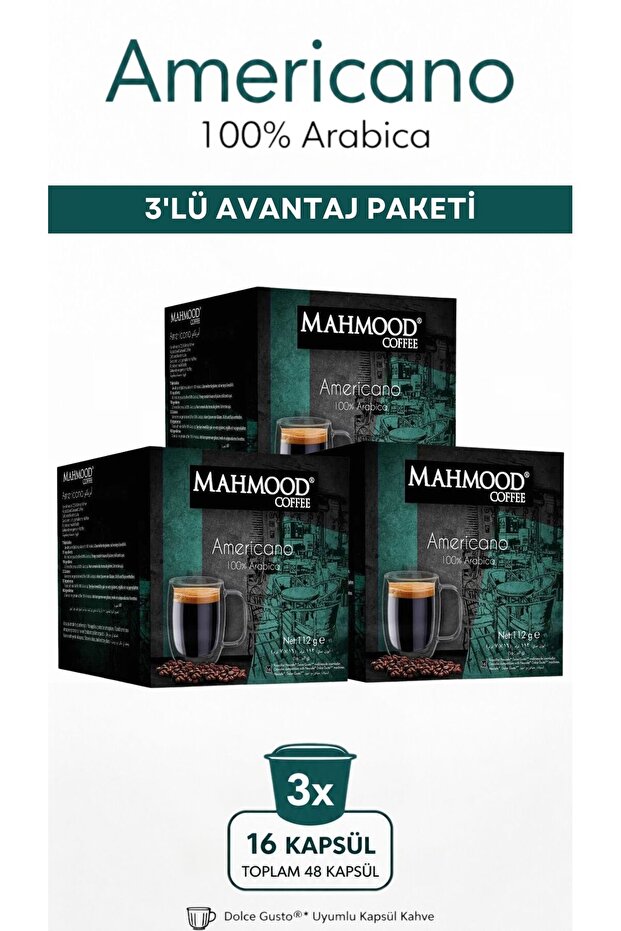 Mahmood Dolce Gusto Americano Capsule Coffee 16 Pieces X 3 Boxes