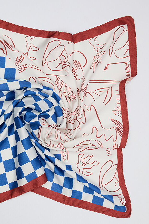 Patterned Medium Size Satin Scarf Divine - 4