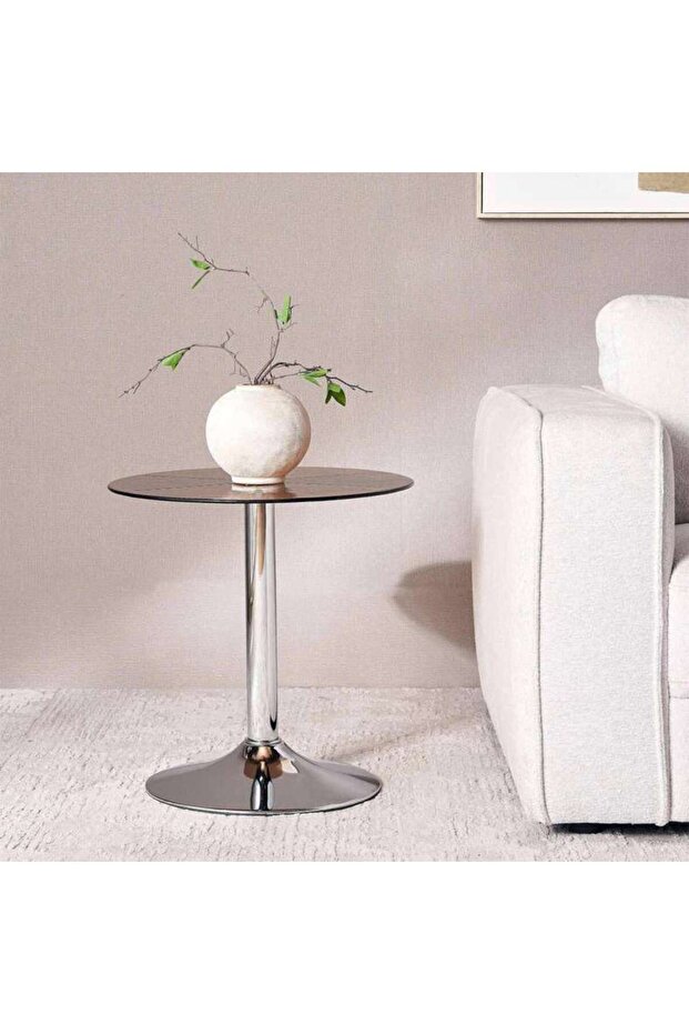 Glassleaf End Table Round 6mm Tempered Glass - Brown ~ Brown
