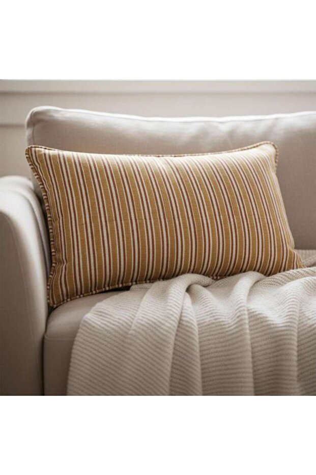 Heritage Stripe Down Alternative Filled Cushion 35x50cm - Rust