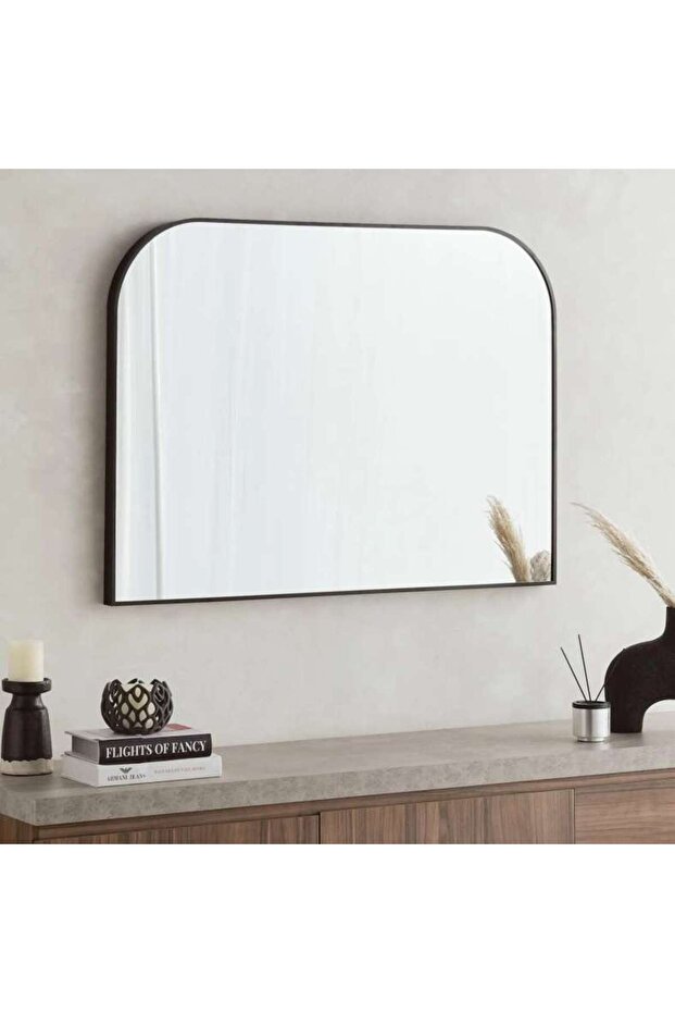 Stanley Metal Arch Wall Mirror 110x80cm - Black