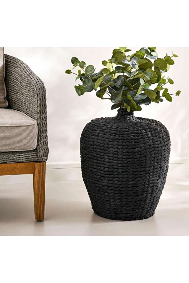 Temara Water Hyacinth Vase 41x41x48cm- Black