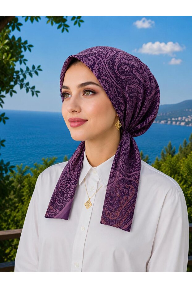 Scarf Bonnet Cotton Fabric Does Not Slip, Ready to Wear, Has a Tie at the Back