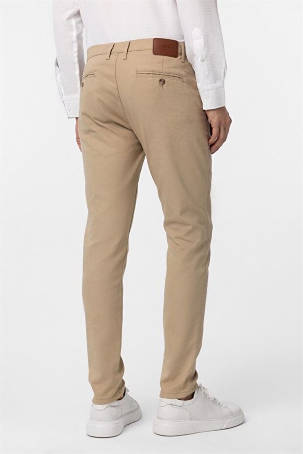 Bej Slim Armürlü Pantolon - 5