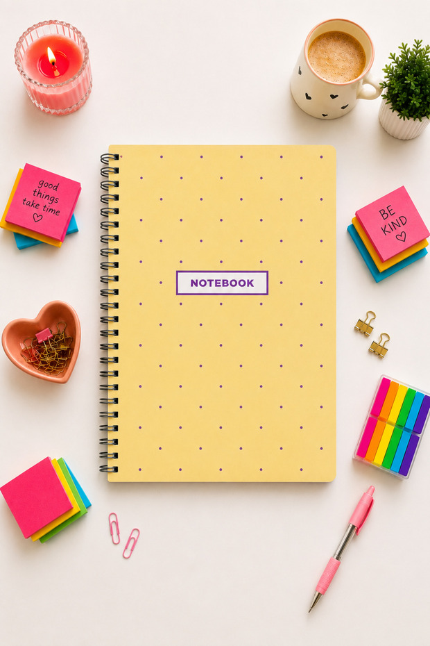 A5 Cellophane Coated Cover, 1 Piece Checkered, 80 Sheets, 80 Grams Notepad