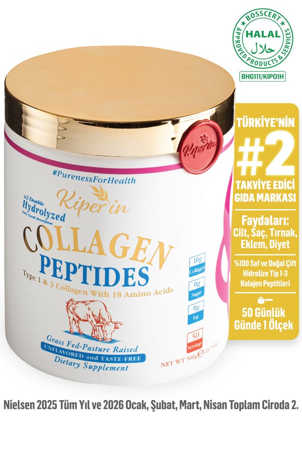 %100 Pure And Natural High Bioactive Double Hydrolyzed Collagen Peptides Containing Dietary Supplement (50-Day)