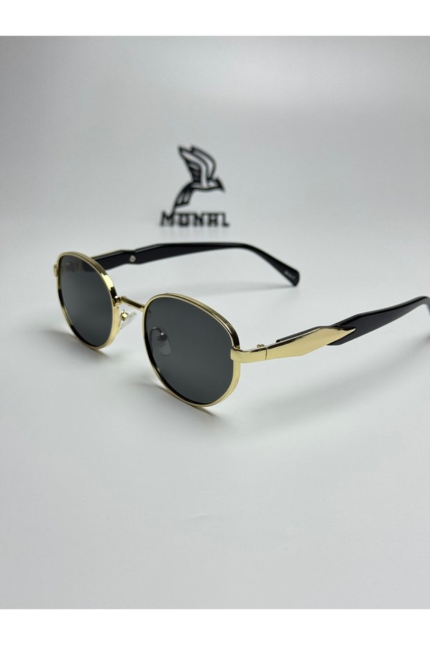 Pery Black Sunglasses Oval Gold Frame Black Organic Glass 50 Ekartman