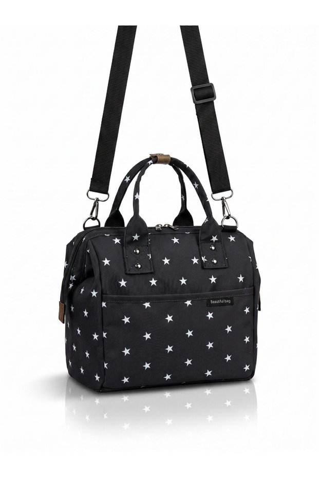 Thermal Insulated Waterproof Thermal Bag Food Carry Lunch Bag Black Star Pattern