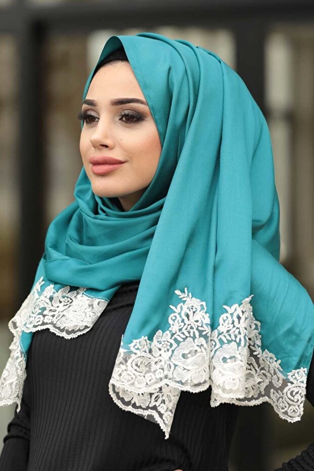 Lace Silk Look Shawl Product Code 1518