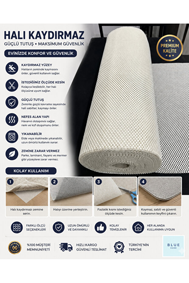 Kalin White Medium Size Carpet Anti-Slip Non-Slip Cover 60X100