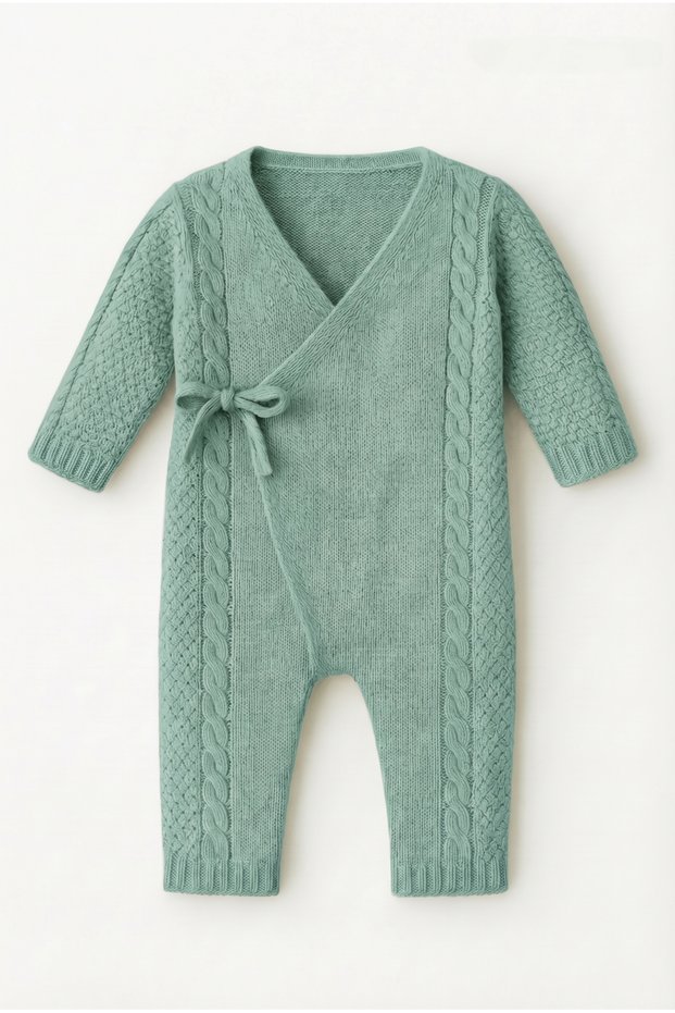 Baby Kimono Lace-Up Knitted Jumpsuit Knitwear 0-1 Years Unisex