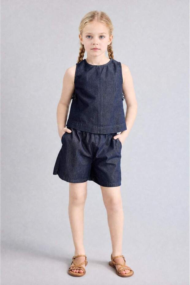 100% Cotton Elastic Waist Jean Shorts for Girls H7176A826Sm