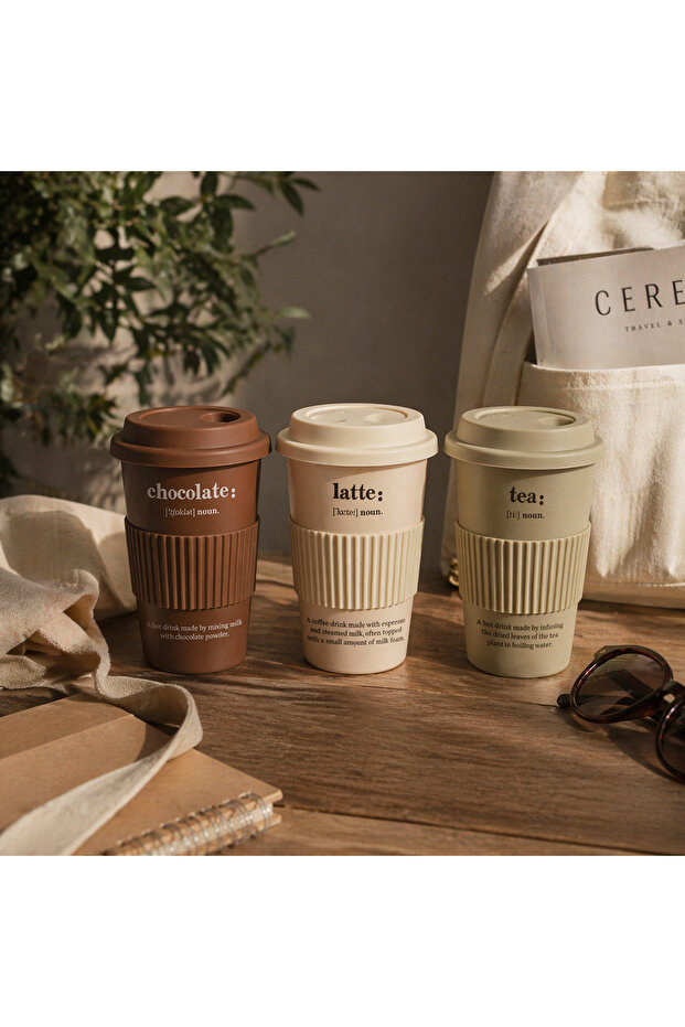 Lungo Porcelain Mug 430 ml with Lid, Matte Surface Coffee Cup, Latte Tea Hot Drink Cup, Ceramic Travel Mug