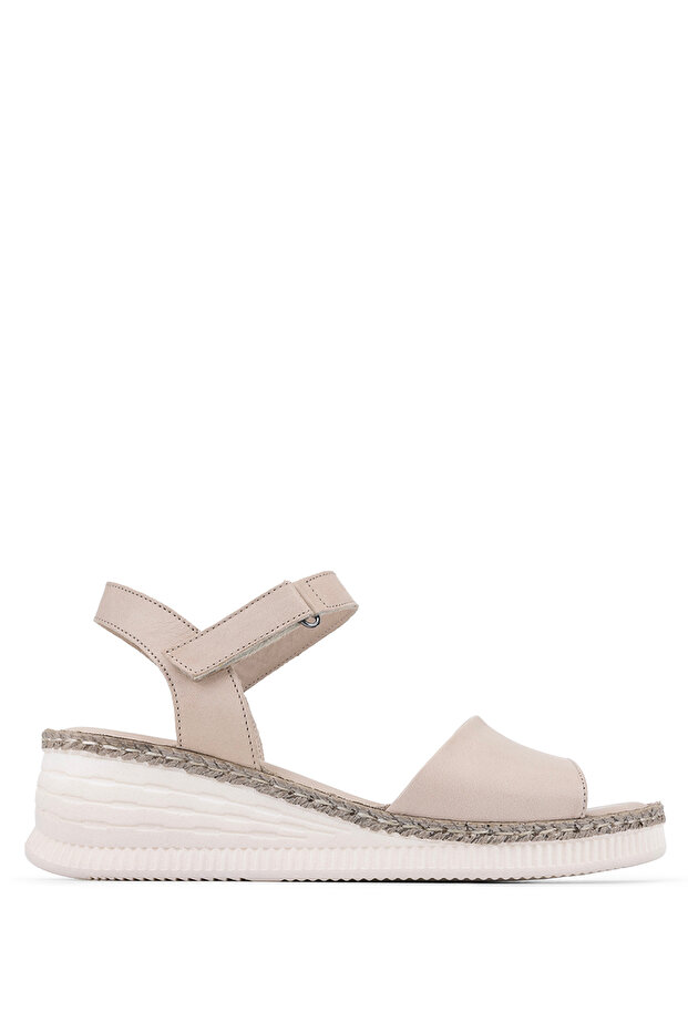 Women's Genuine Leather Beige Comfort Sandals