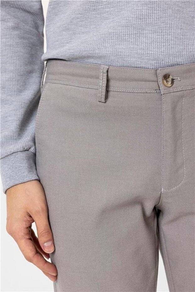 Bej Slim Armürlü Pantolon - 2