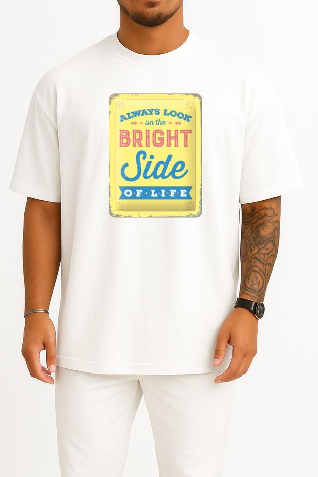 Oversized Always Look on the Bright Side of Life Metal Monty Chest Design Unisex T-Shirt