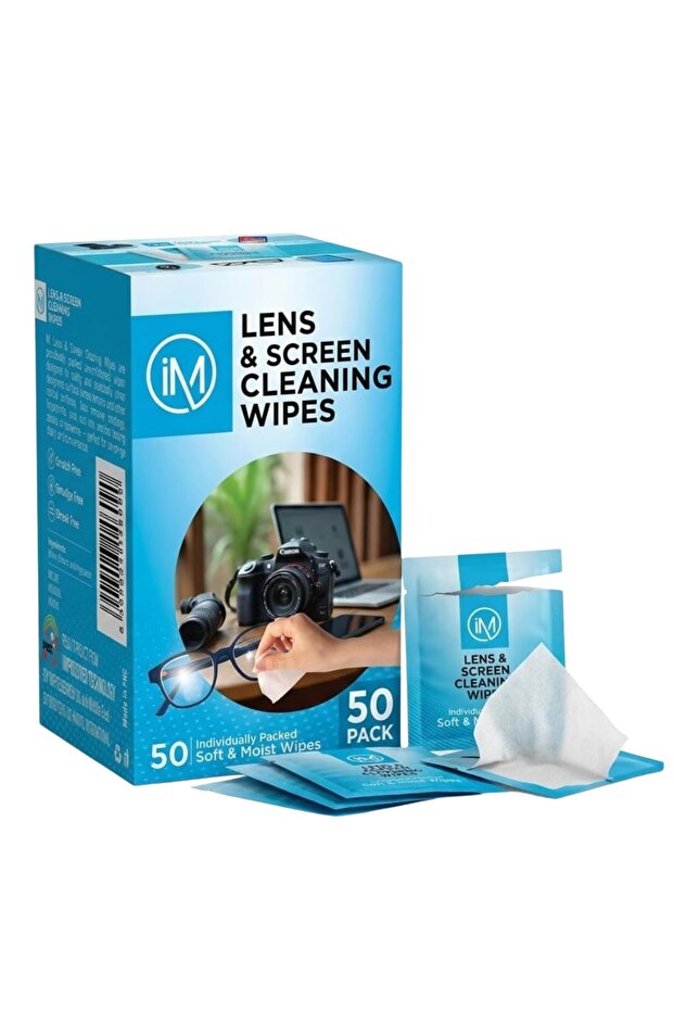 Lens & screen cleaning wipes Pre-Moistened Streak-Free 50-Piece Pack