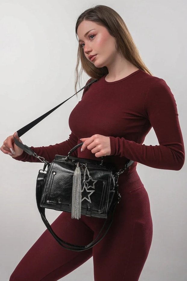 Ccs Star and Tassel Accessory Handheld Crossbody Bag