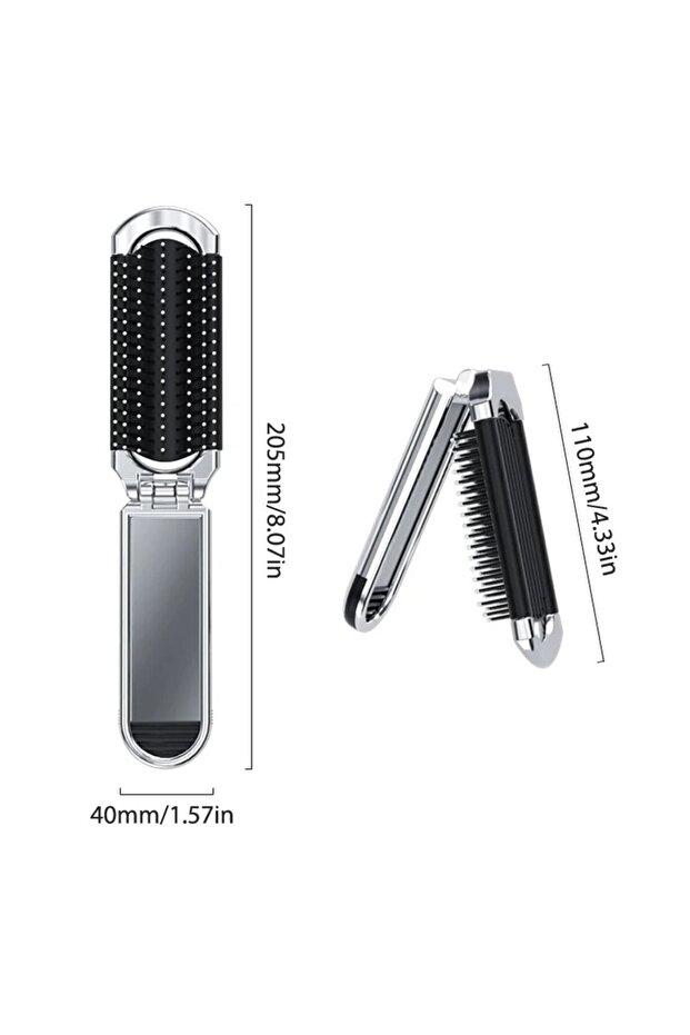 Foldable Mini Mirrored Hair Brush Folding Comb Head Massager Portable Travel Size Hair Comb
