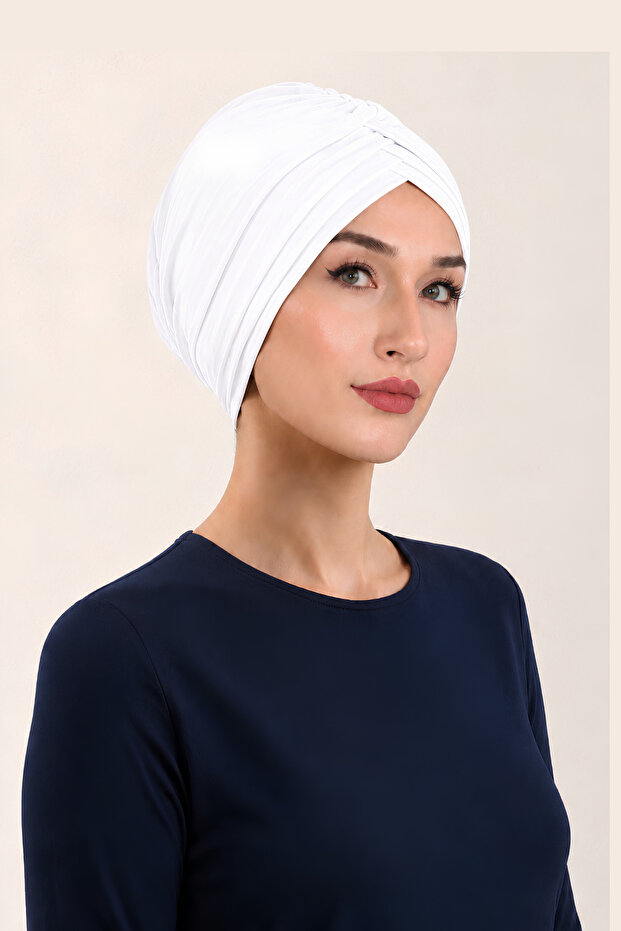White Cross 3-Stripes Hijab Cap ◆ Anti-Slip Design ◆ Daily and Long-Term Use