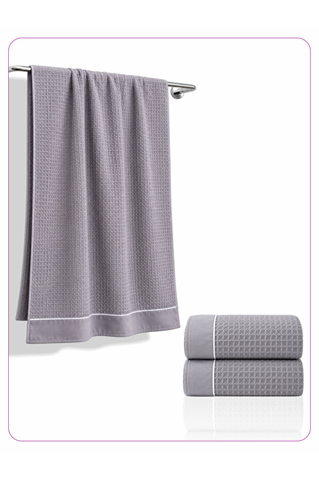 2 Pcs Bath Towel 70x140 cm – 310 GSM Waffle Microfiber, Soft, Absorbent & Quick Dry Towel