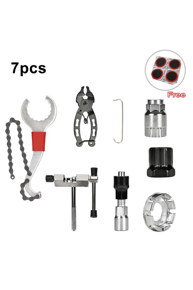 7pcs Bike Tool Kit Professional Bike Repair Tools with Cassette Remover Wrench Chain Breaker Cycling