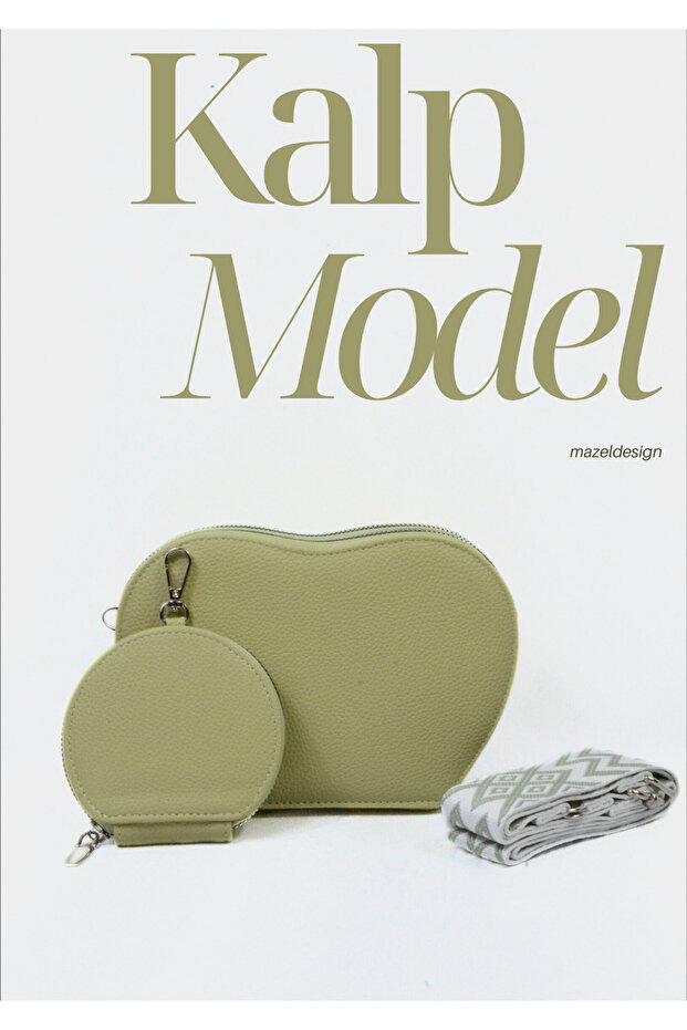 3425 Heart Model Women's Shoulder Bag with Zippered Mini Wallet